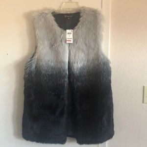 INC faux fur vest